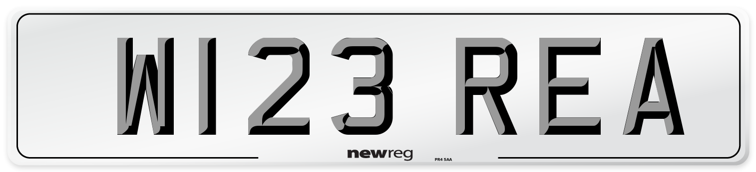 W123 REA Number Plate from New Reg